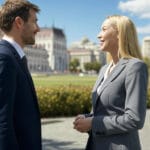 Gründung einer Tochtergesellschaft in Ungarn - Geschäftsmann unterschreibt Dokumente mit ungarischer Flagge im Hintergrund